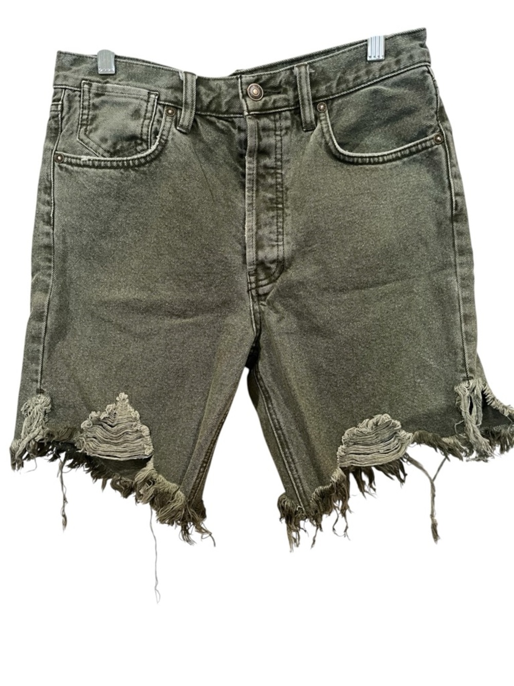 We The Free Olive Green Denim Bermuda Shorts size 27 - Picture 6 of 6